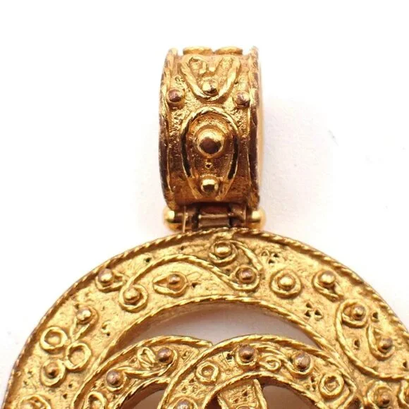 CHANEL CC Logo Necklace Pendant Top Charm 94A Gold GHW France Vintage 73RL695 - Picture 8 of 10